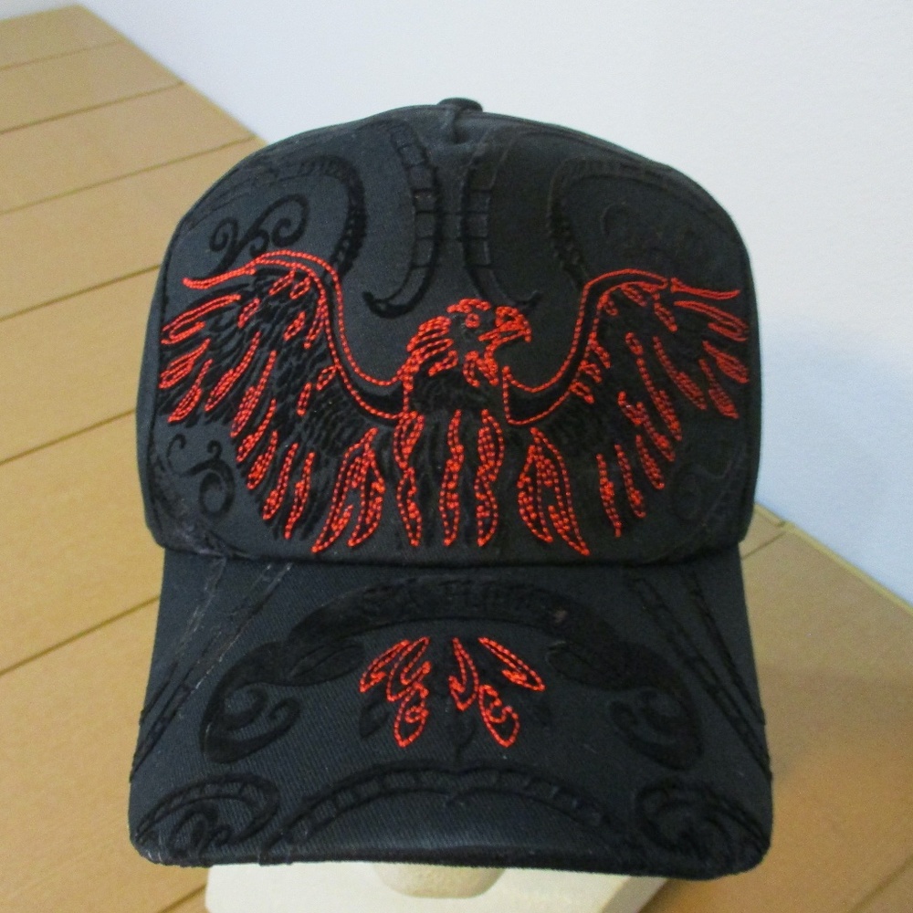 SF Six Flags American Flocked Eagle Wooden Roller Coaster Hat Special Edition